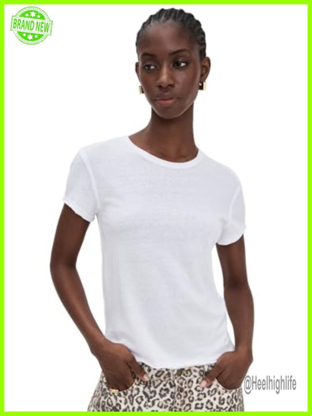 Free People Nova Tee Lightweight Stretch Heathered Jersey Crew Neck Short Sleeve